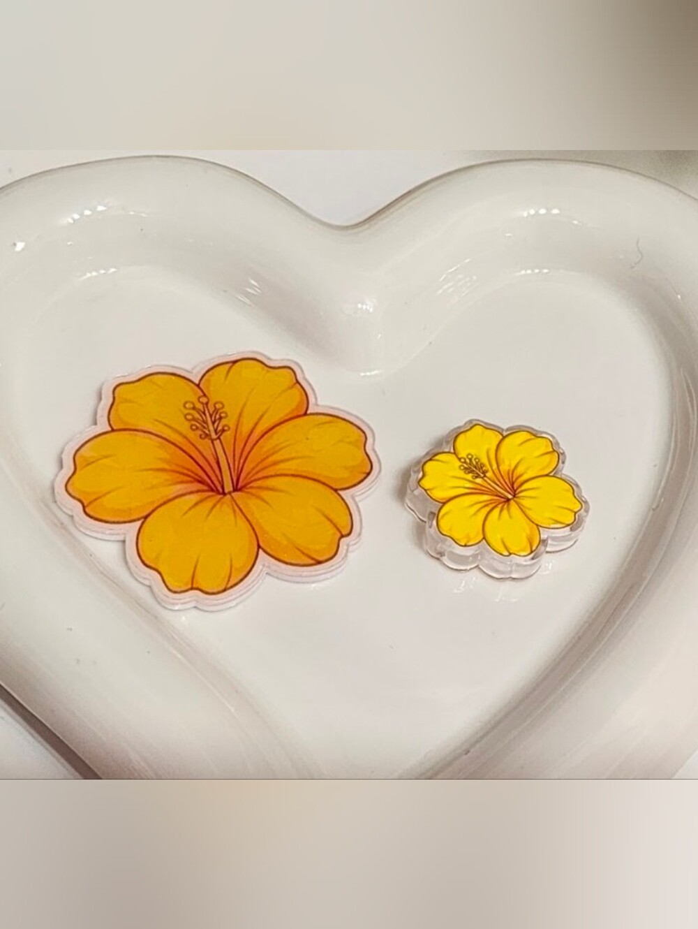 Hibiscus Flower Flatback Focal Beads Yellow Hawaiian Beaded‎ Pen Jewelry Making